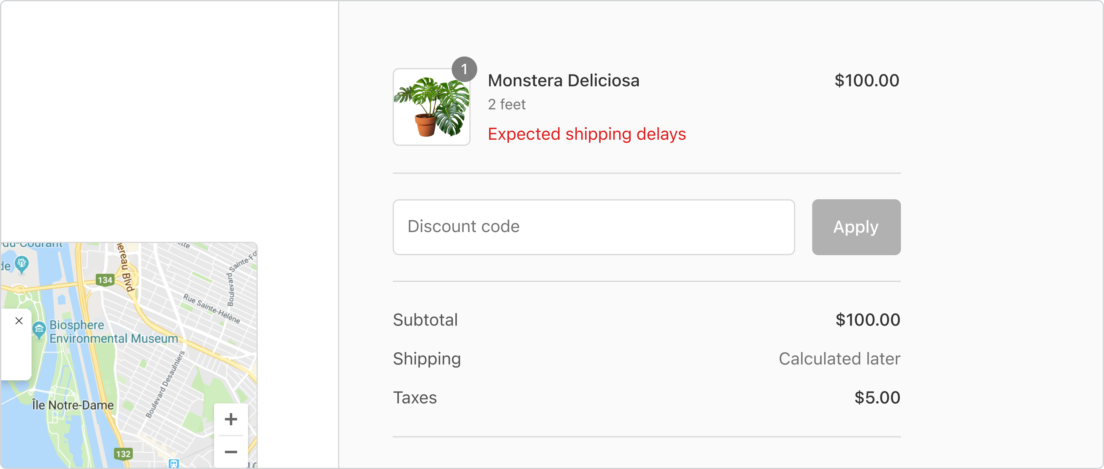 An image that shows an extension in the order summary displaying expected shipping delays